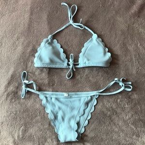 Scalloped Trim Top With Self Tie Side Bikini